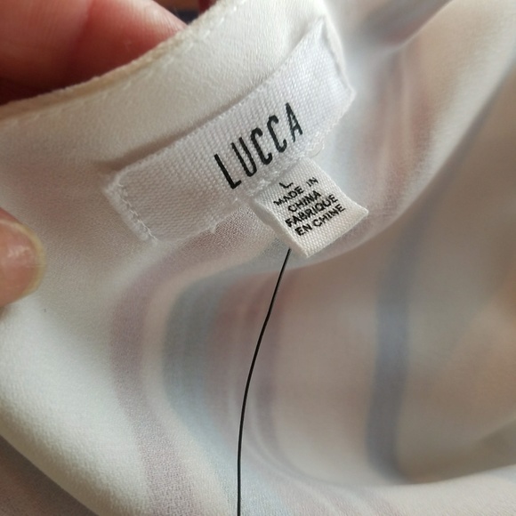 NWT Lucca Women's Romper Sz L Stripes Red/White/Bl - Picture 8 of 8